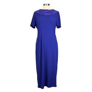 Talbots Womens Purple Back Tie Midi Dress Short Sleeve Drape Neck size 8